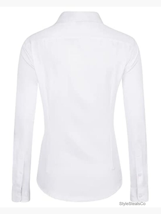 Wrinkle-Free Long Sleeve Button Down Blouse, Business Casual Office Top - Picture 2 of 6